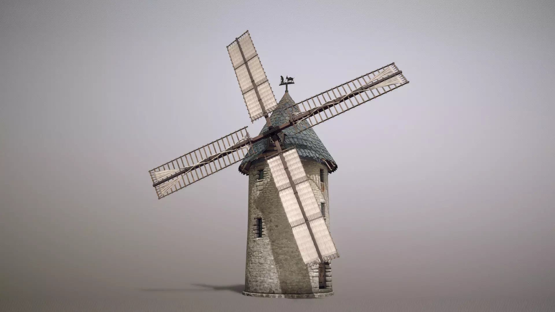 France Windmill Largny-sur-Automne Low-poly 3D model_0