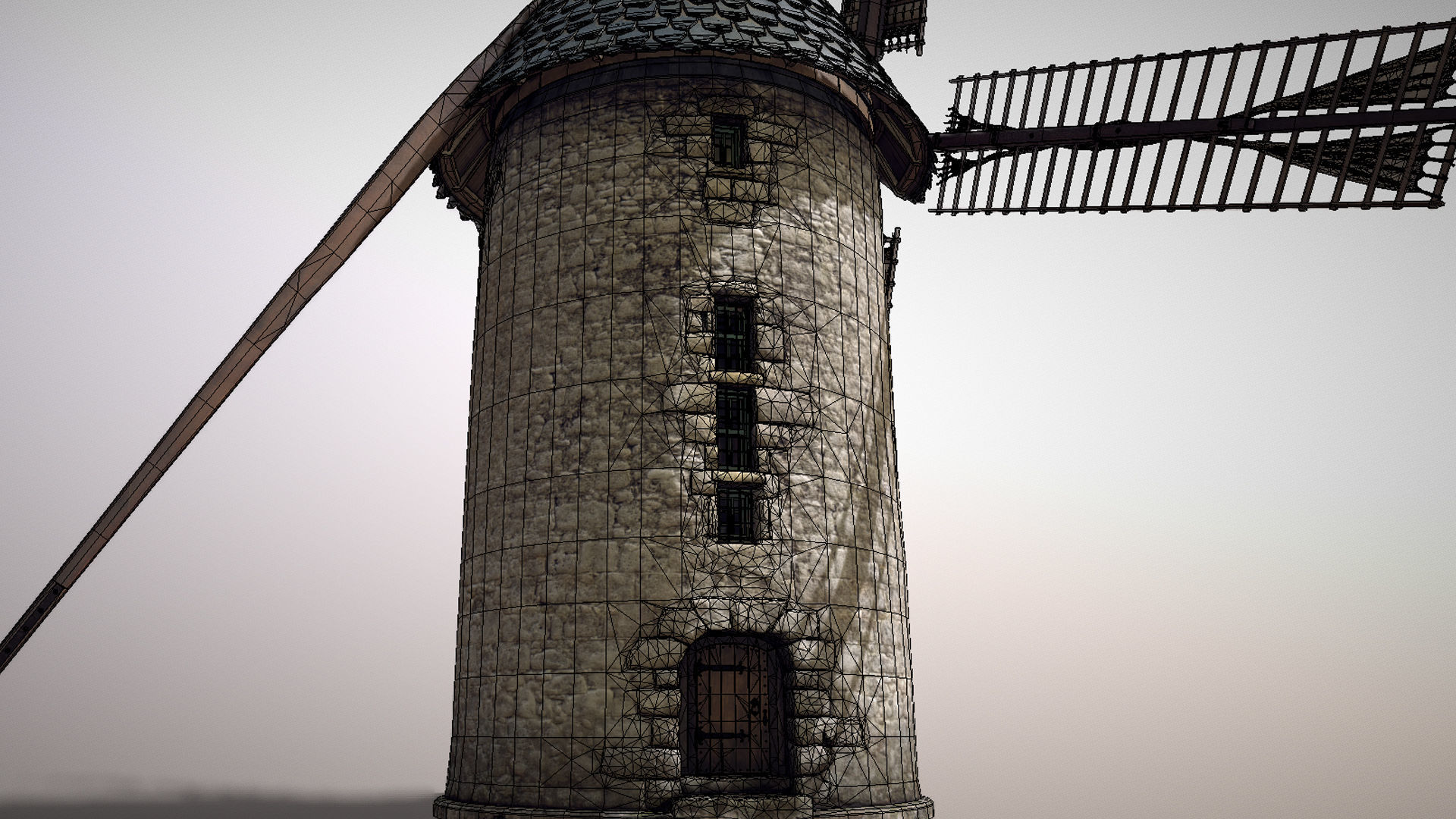 France Windmill Largny-sur-Automne Low-poly 3D model_27