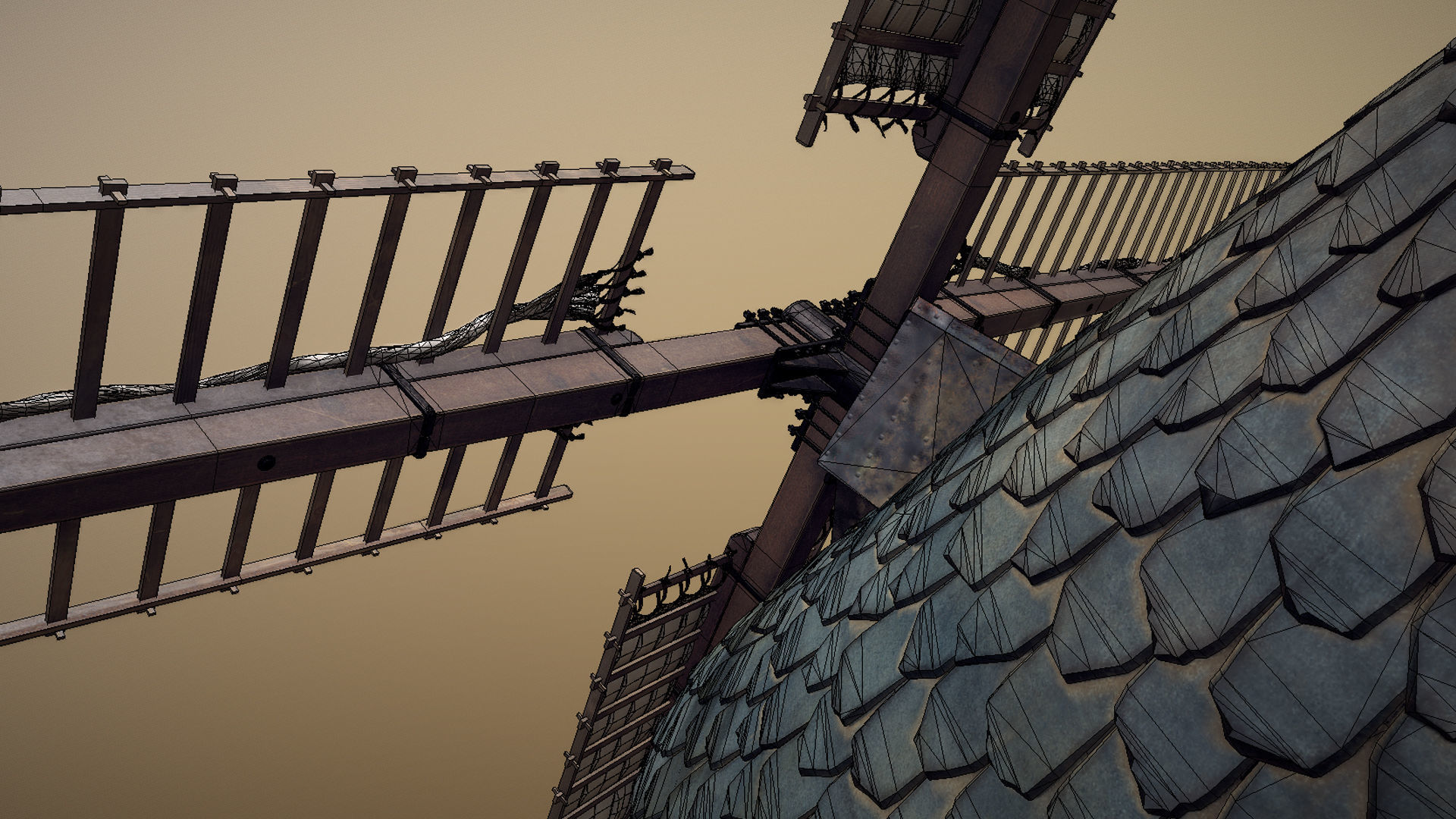 France Windmill Largny-sur-Automne Low-poly 3D model_28