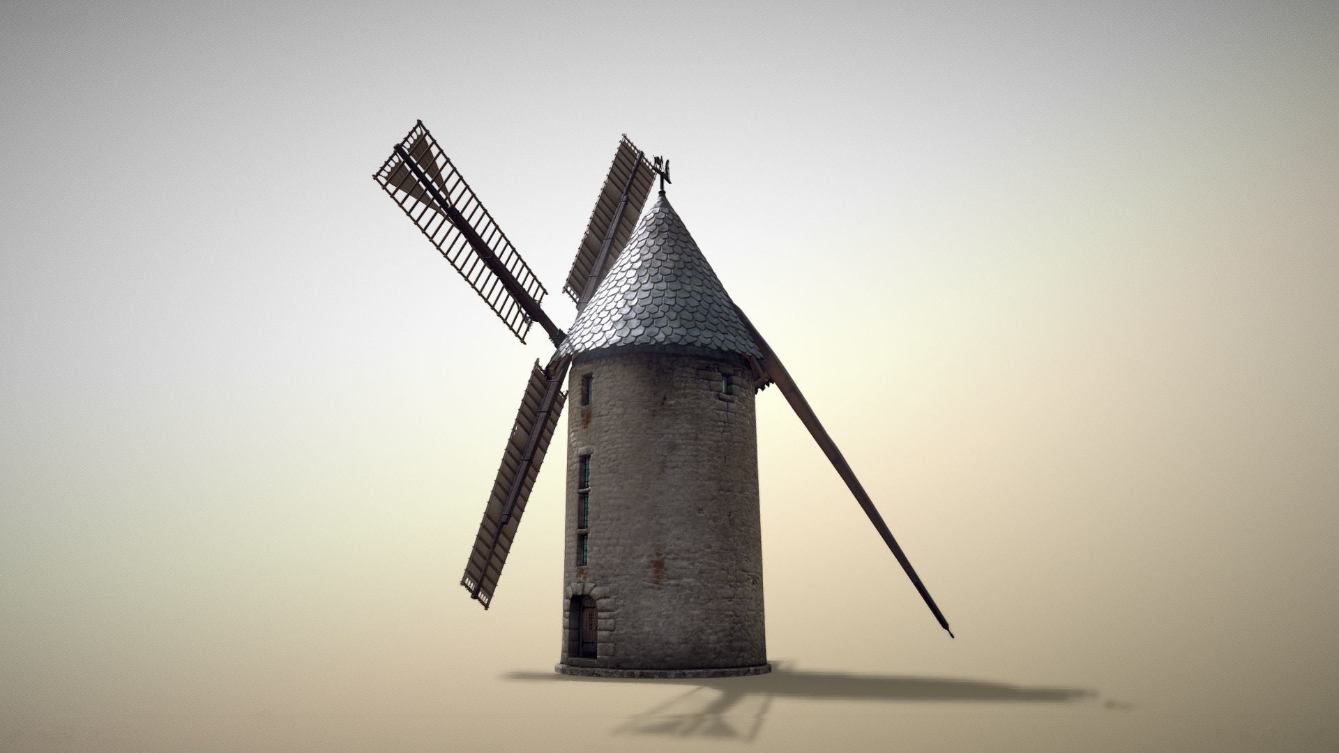 France Windmill Largny-sur-Automne Low-poly 3D model_8