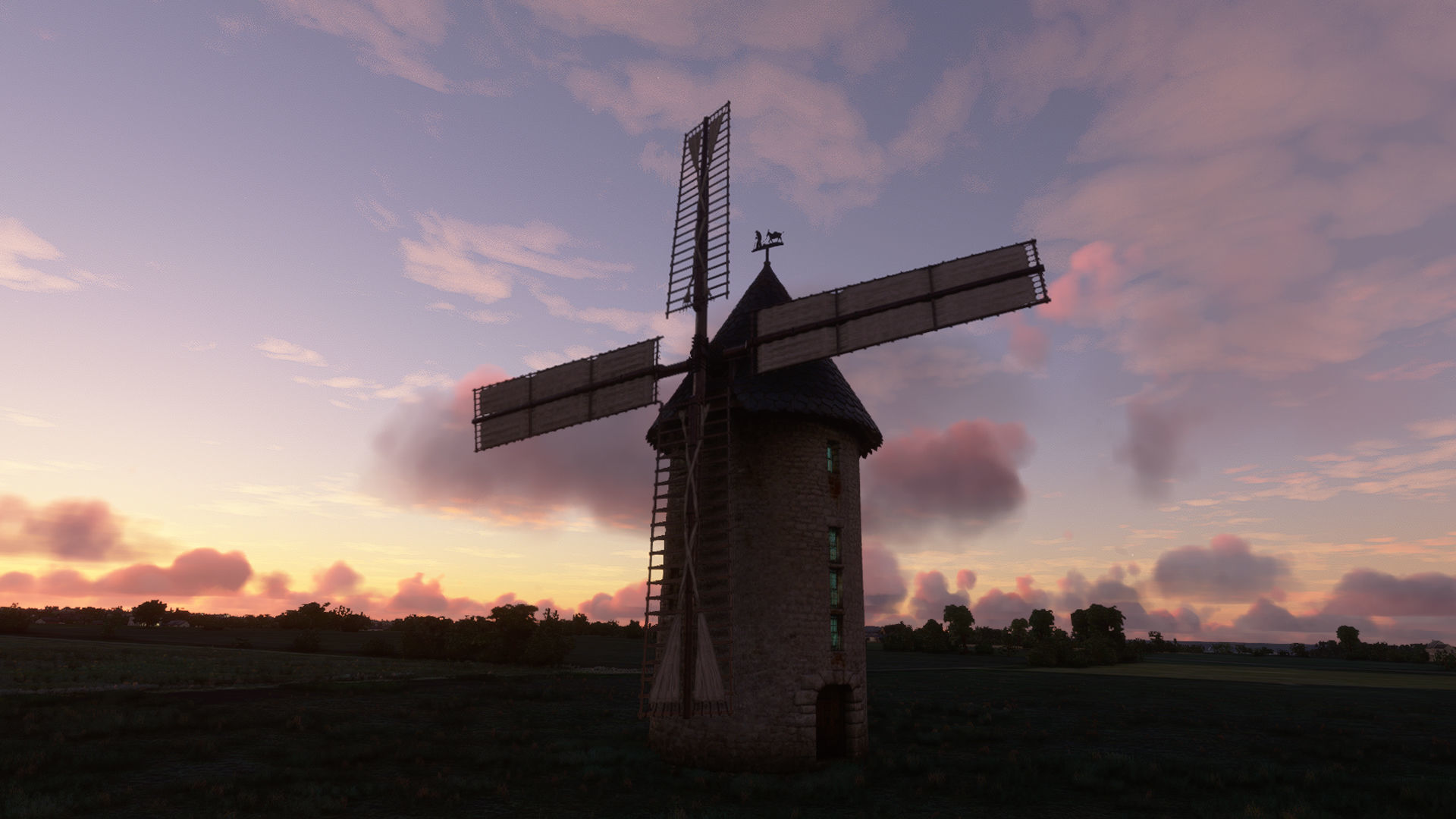 France Windmill Largny-sur-Automne Low-poly 3D model_3