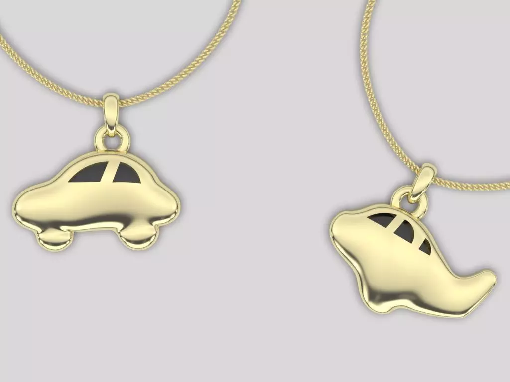 Car pendant airplane pendant fashion fancy gold 3D print model