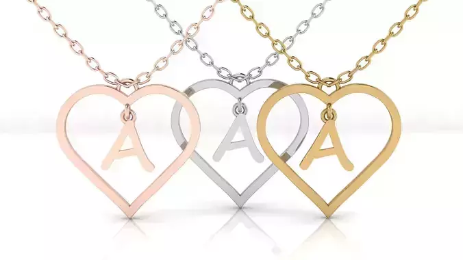 Jewelry Heart Alphabet Pendant A 3D print model