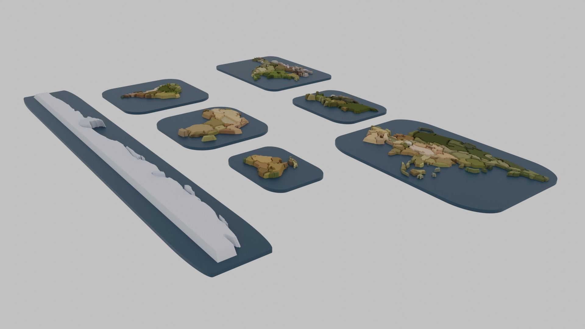 Continent - World Map Low-poly 3D model_2