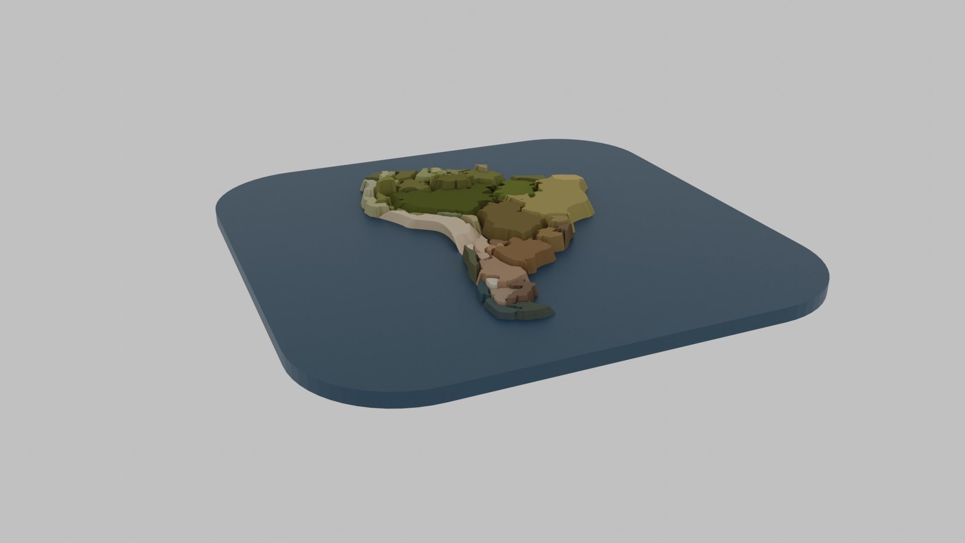 Continent - World Map Low-poly 3D model_4