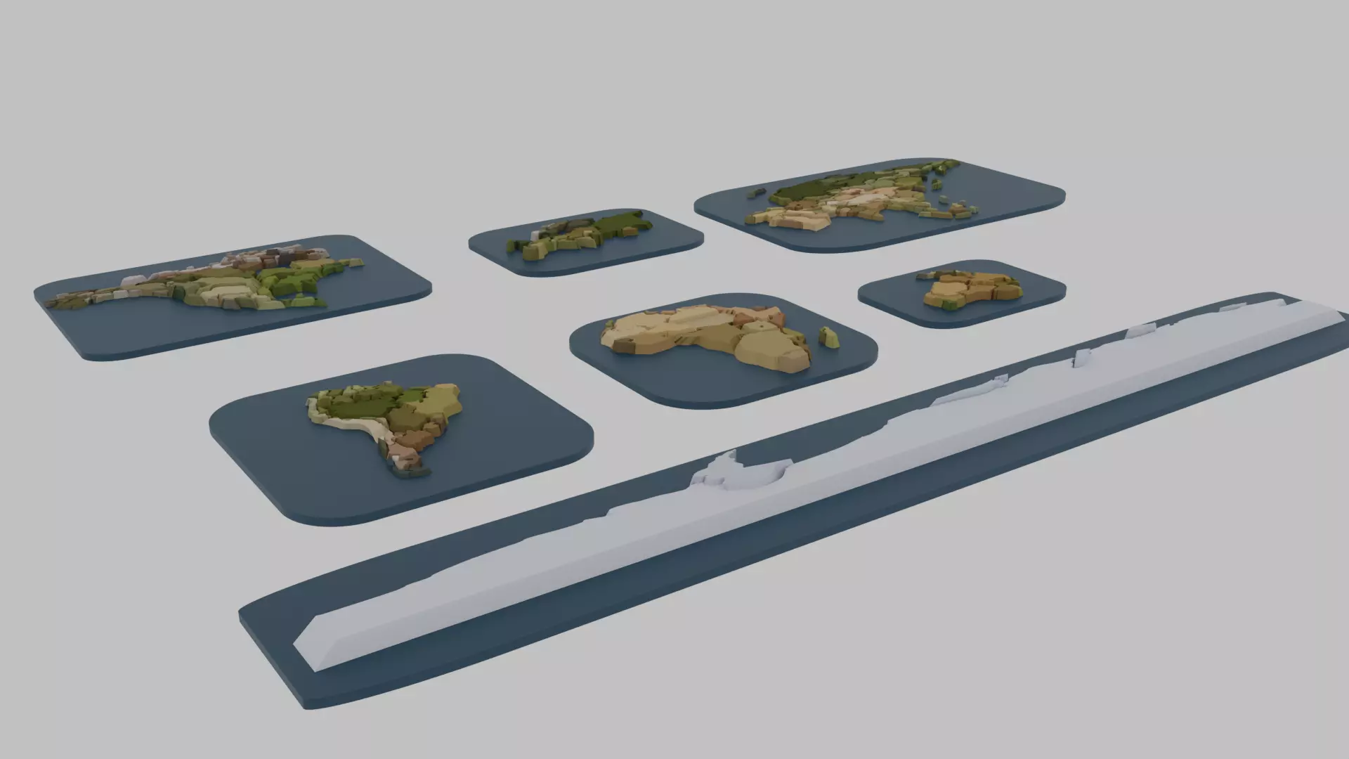 Continent - World Map Low-poly 3D model_0