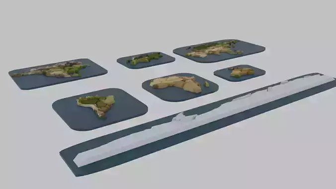 Continent - World Map Low-poly 3D model