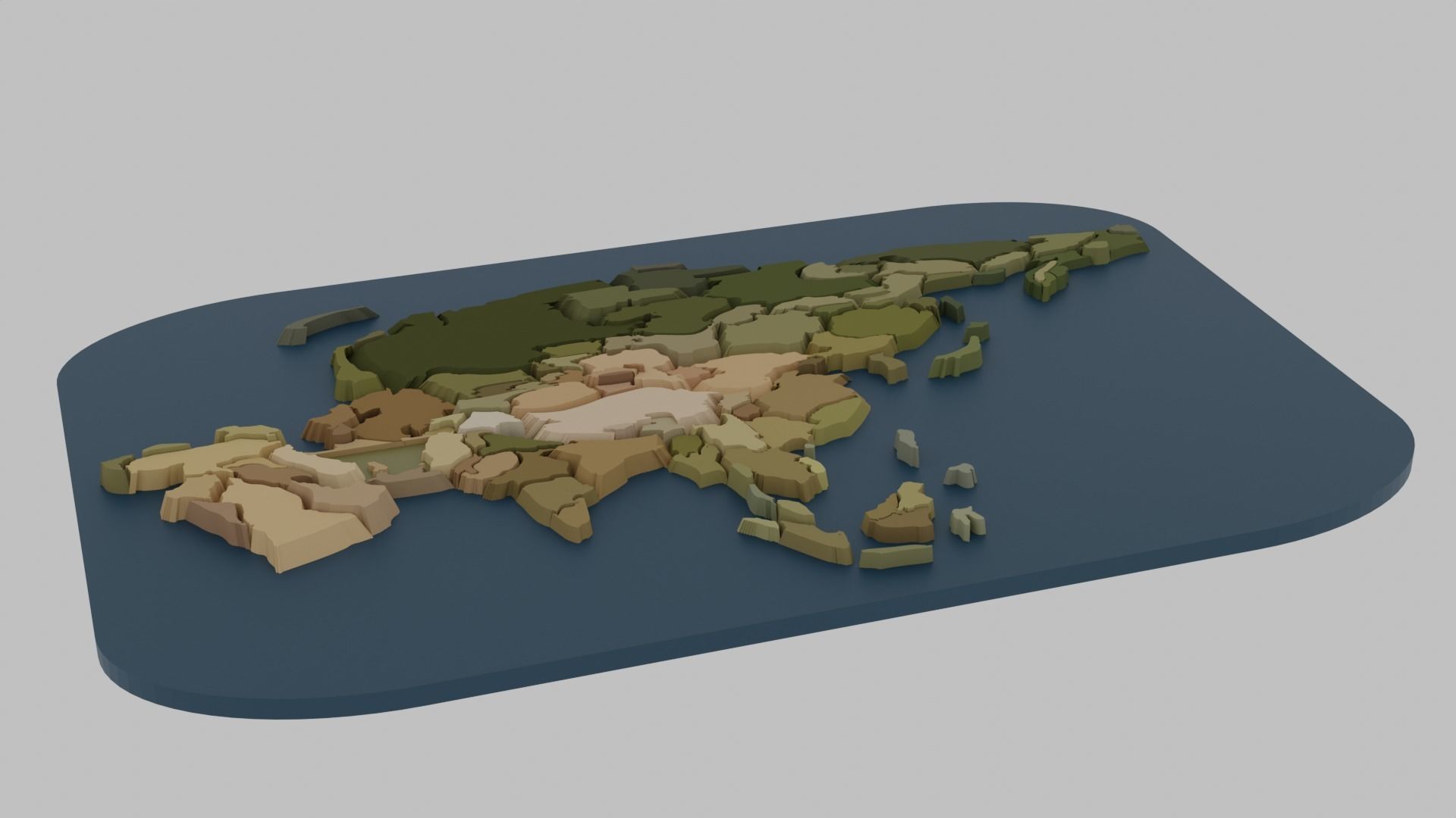 Continent - World Map Low-poly 3D model_6