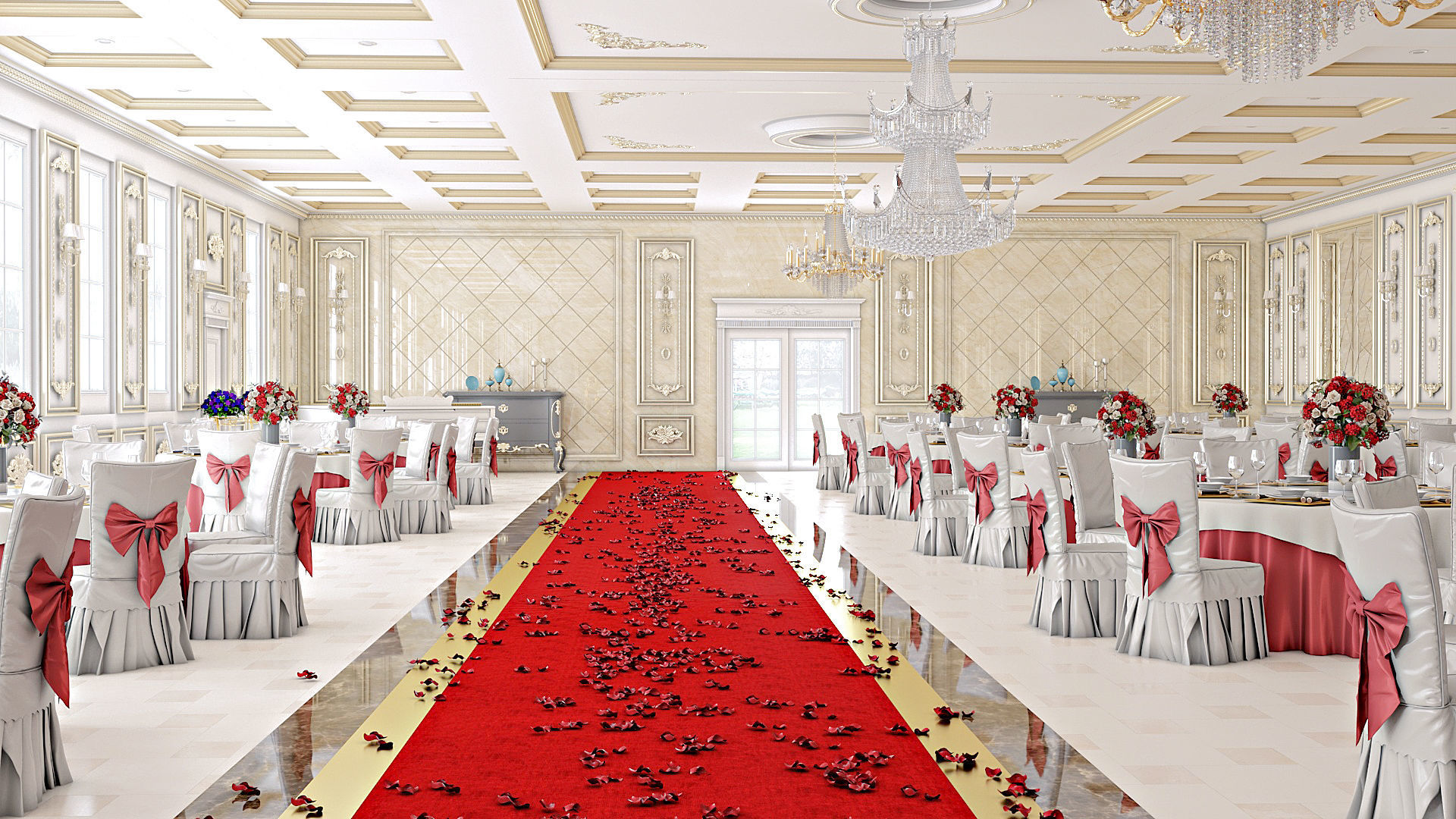 Classic Wedding Hall 3D model_2