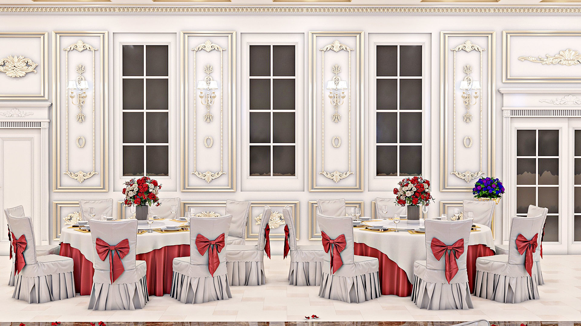 Classic Wedding Hall 3D model_23