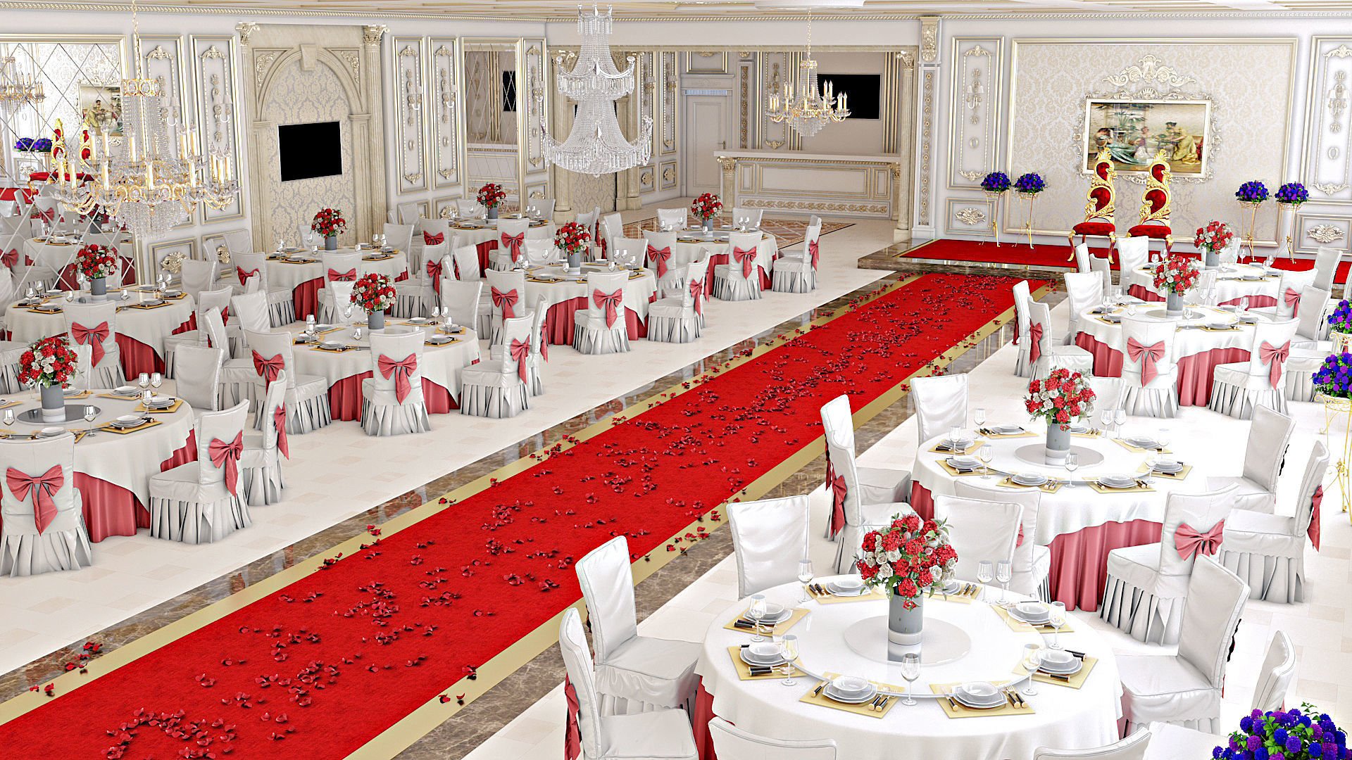 Classic Wedding Hall 3D model_8