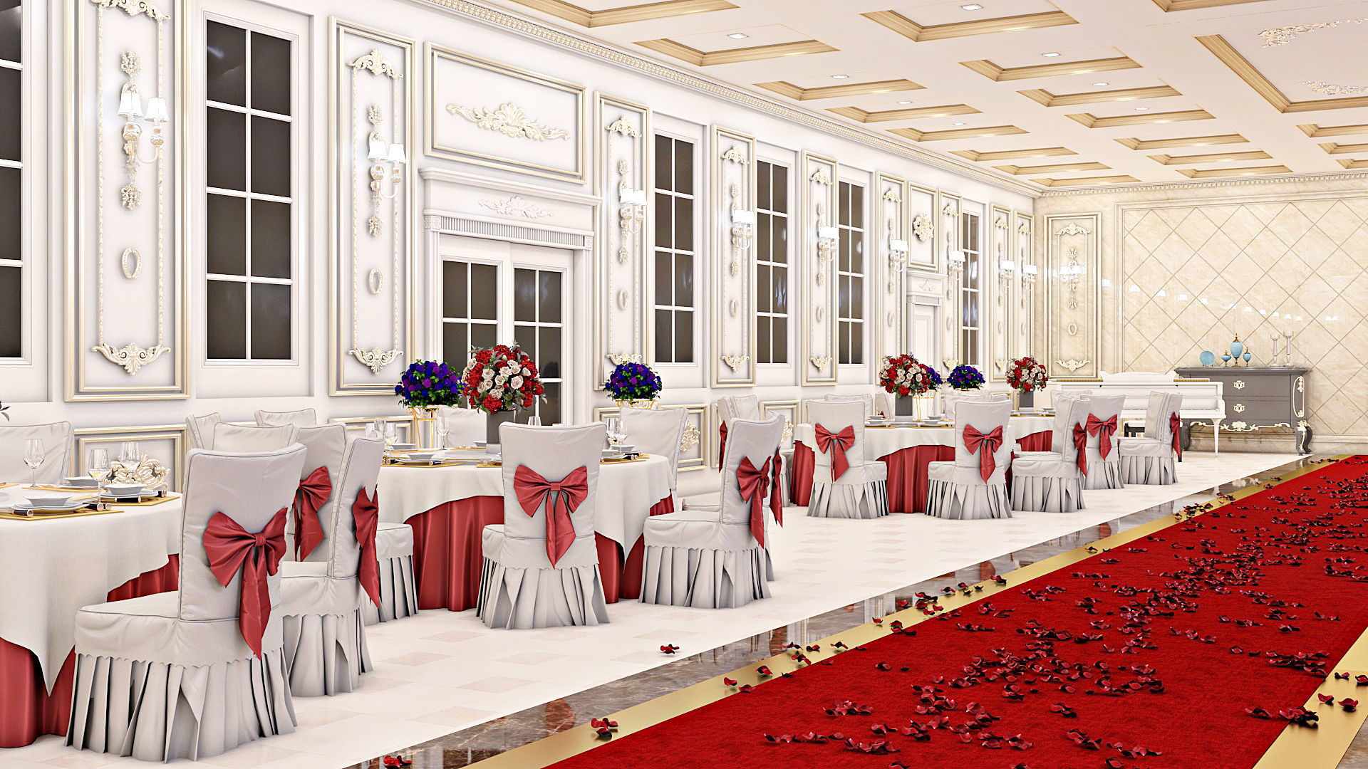 Classic Wedding Hall 3D model_25