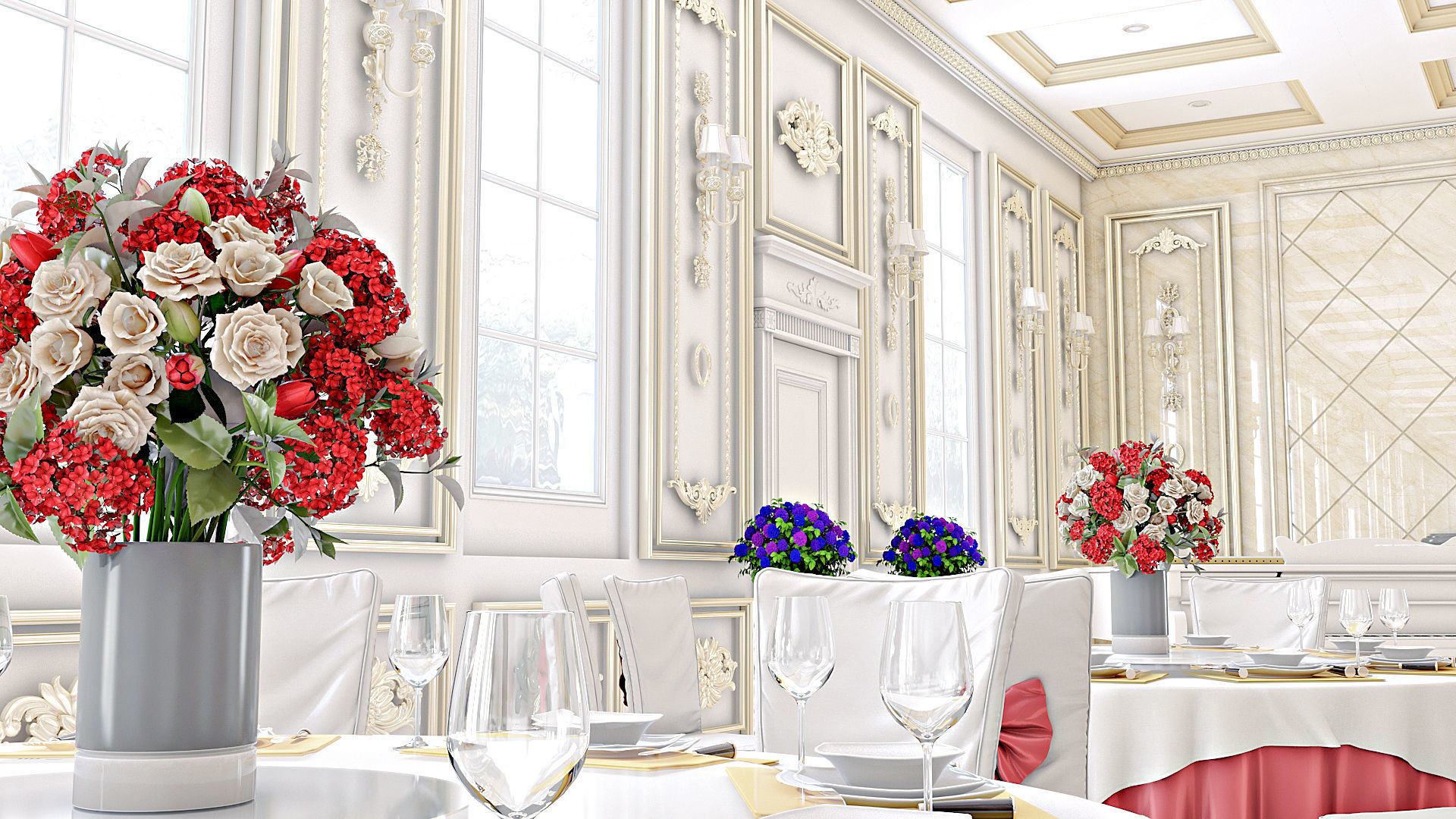 Classic Wedding Hall 3D model_5
