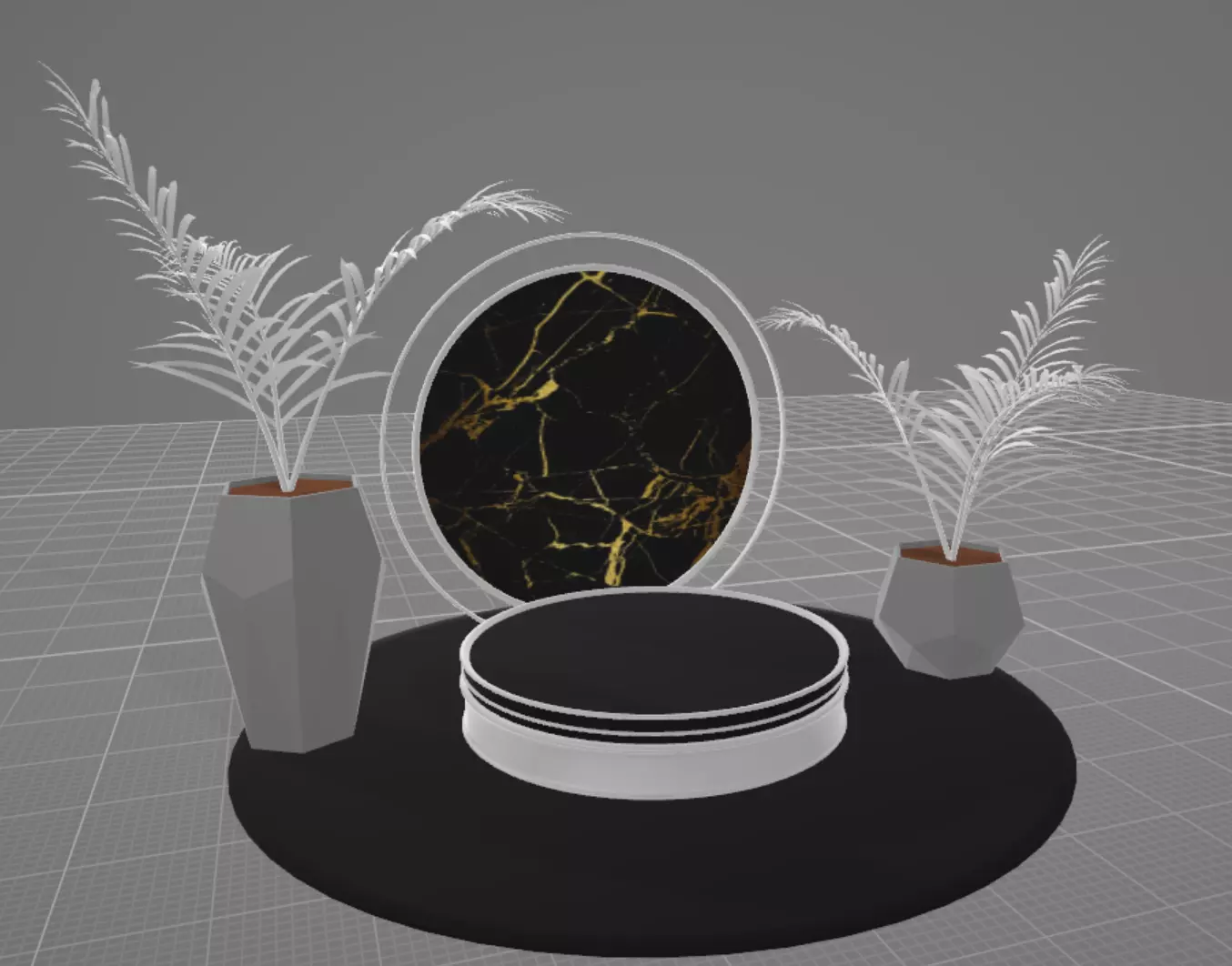 Stage-5 table with plants and vase Free 3D model_0