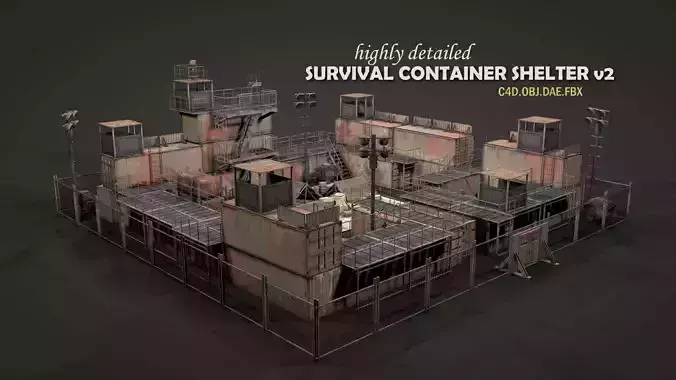 Survival Container Shelter v2 3D model