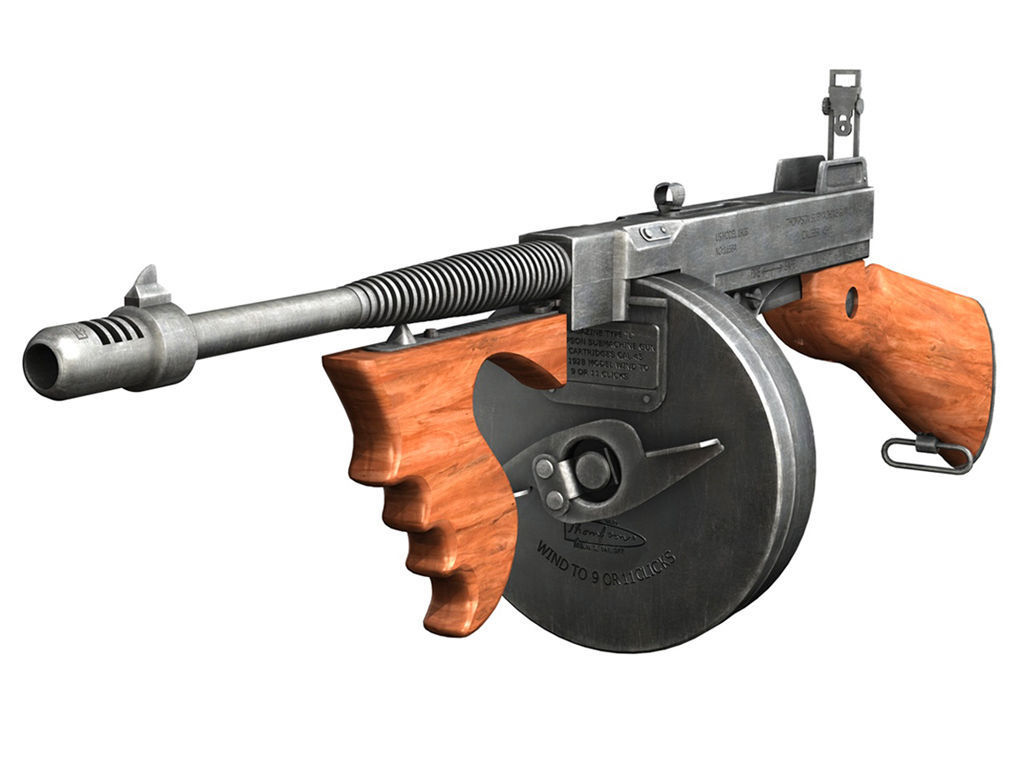 Thompson Model 1928 Submachine Gun 3D model_1