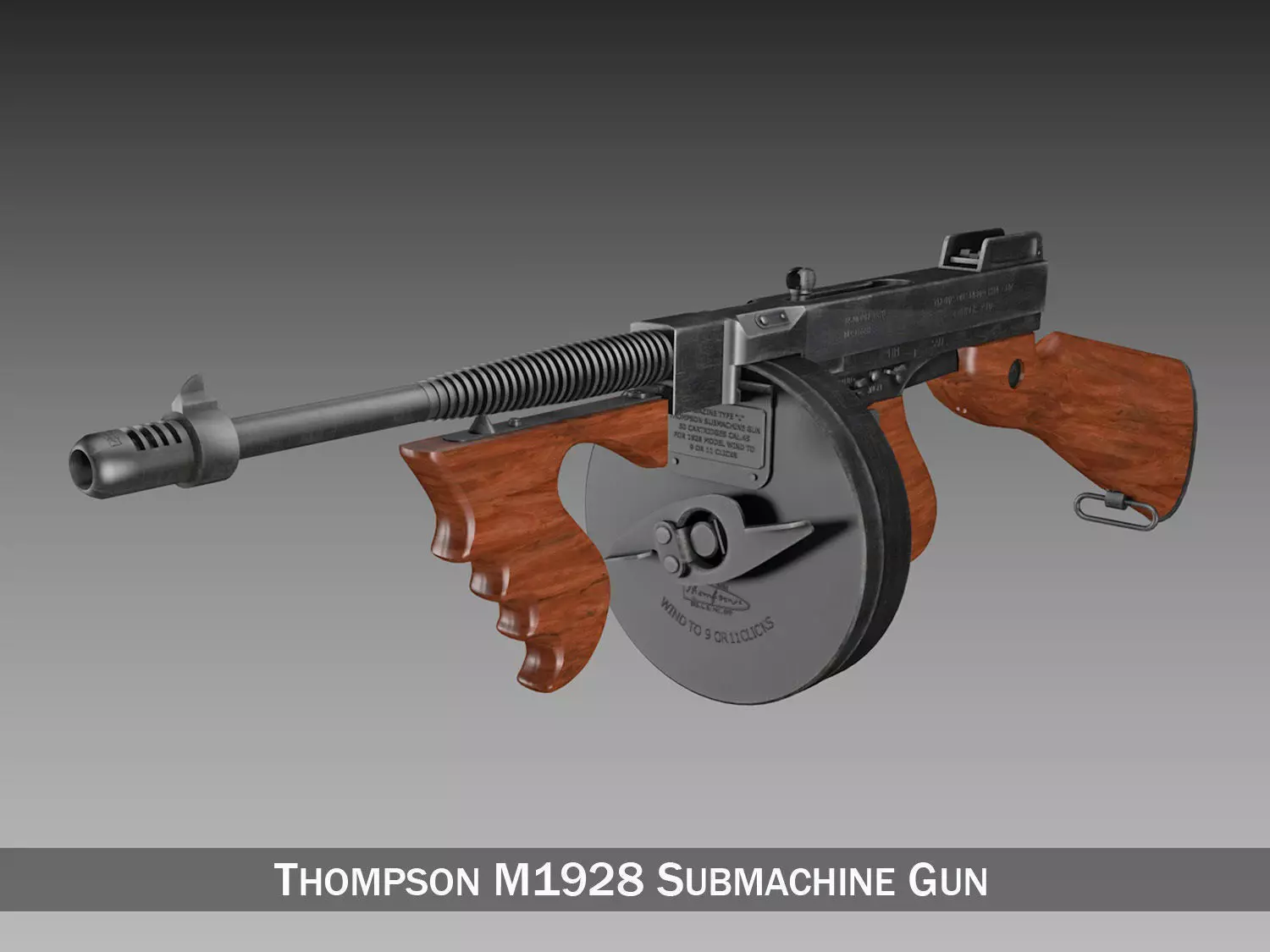 Thompson Model 1928 Submachine Gun 3D model_0