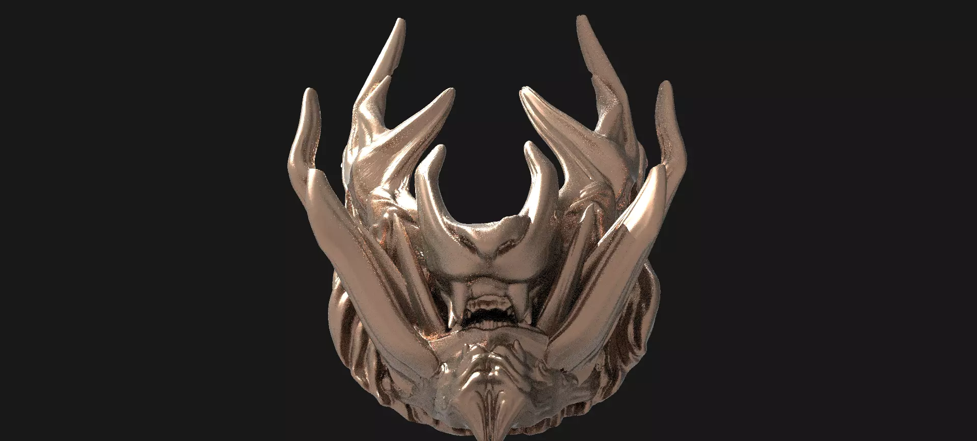 Horned lion mask 3 3D model_0