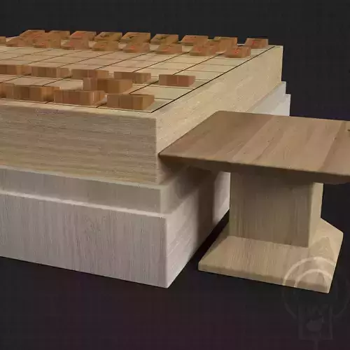 Chess Japanese Shogi - 3 engraved - guide symbol 3D model
