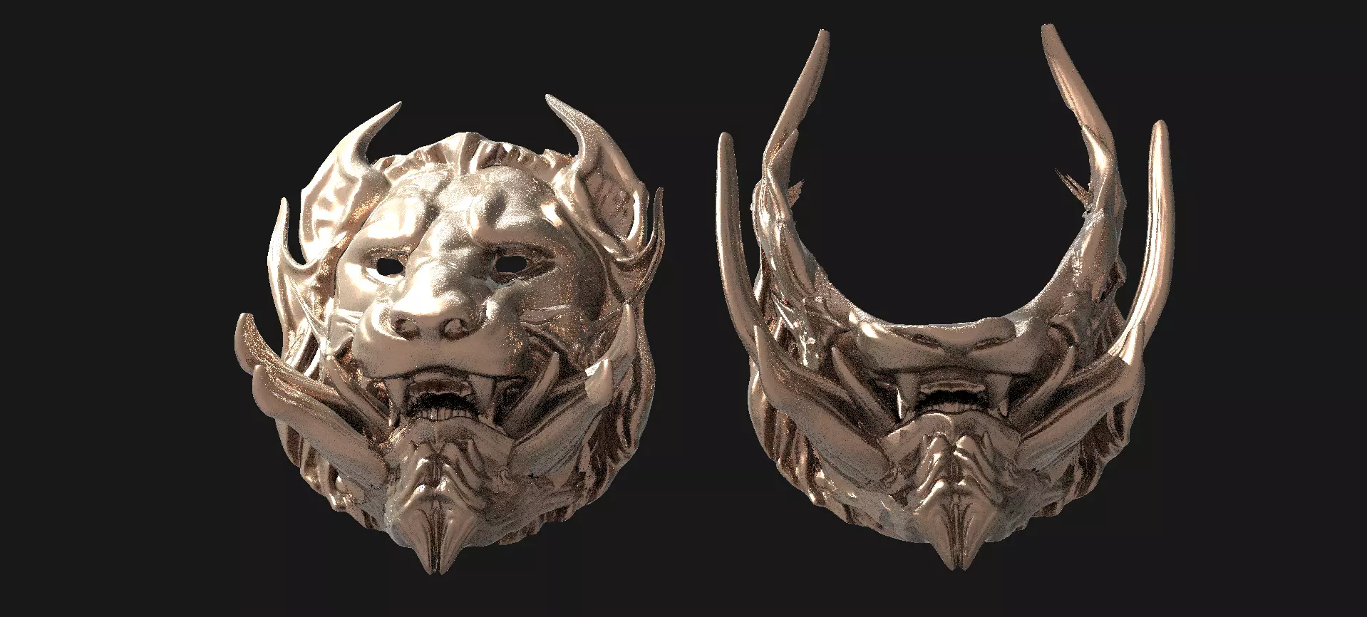  lion mask 2 Warrior masks  3D model_0