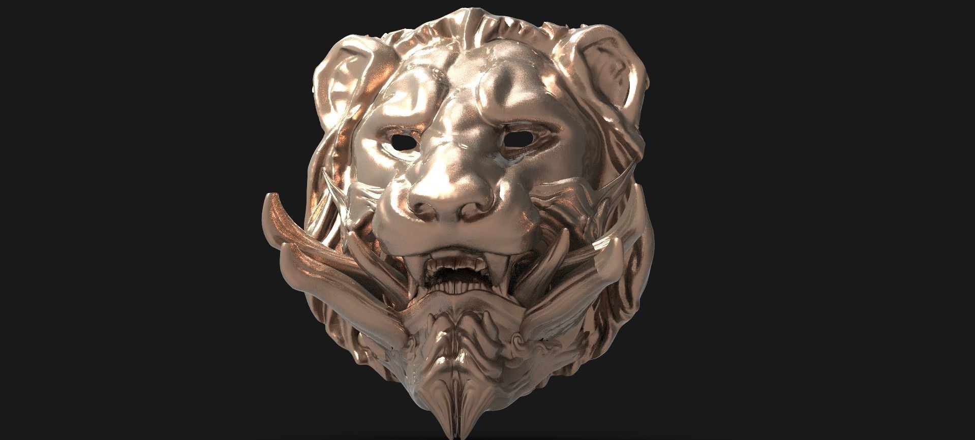 Horned lion mask Collection 3D model_15