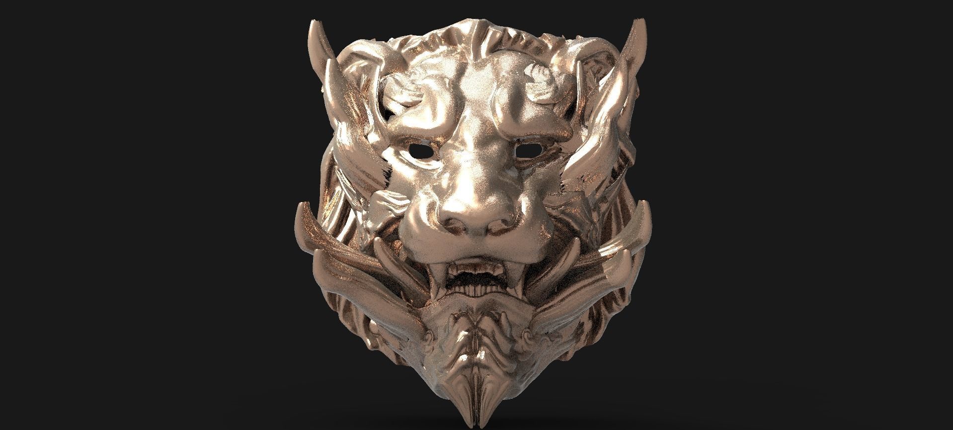 Horned lion mask Collection 3D model_10