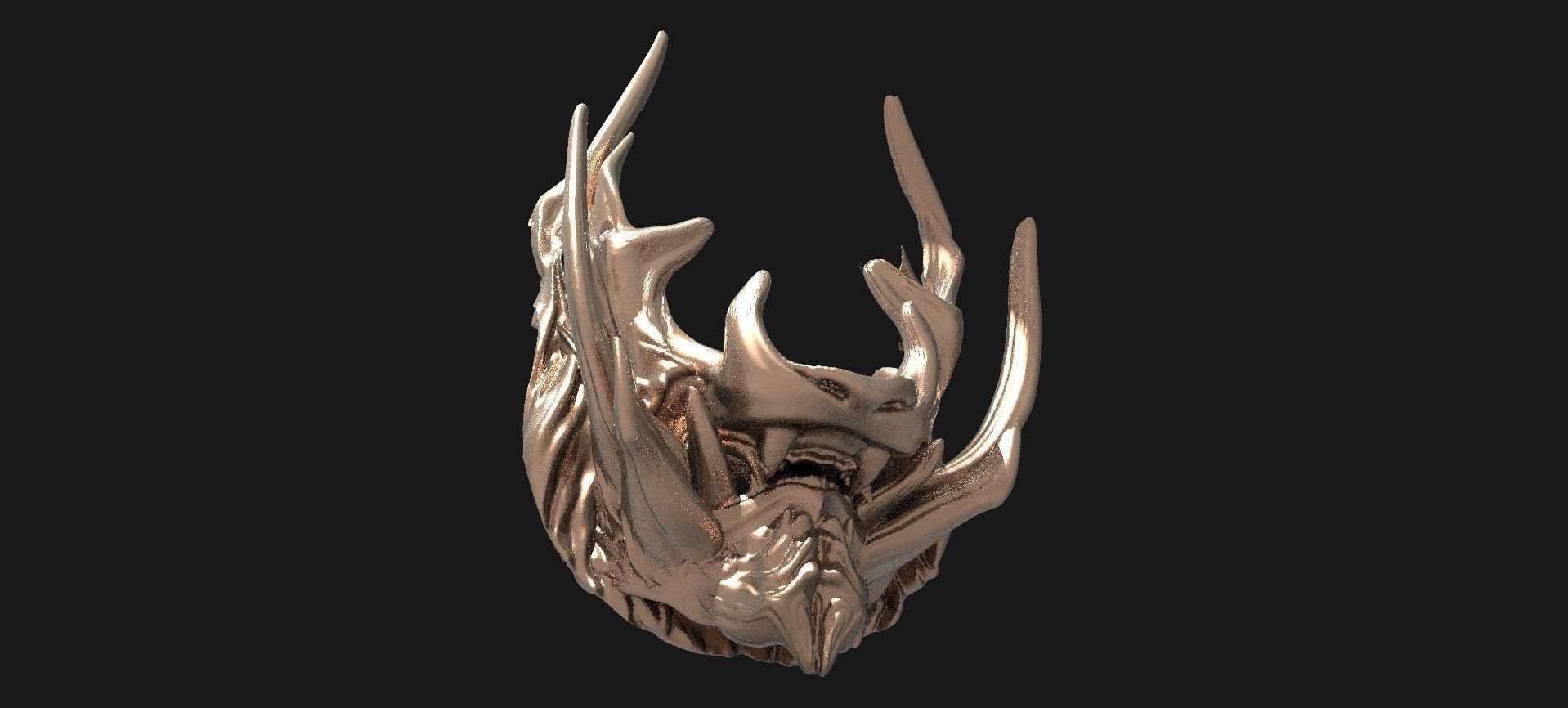 Horned lion mask Collection 3D model_3