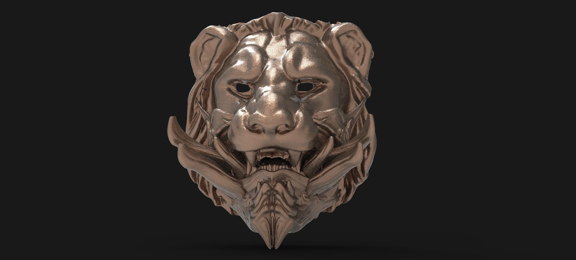 Horned lion mask Collection 3D model_14