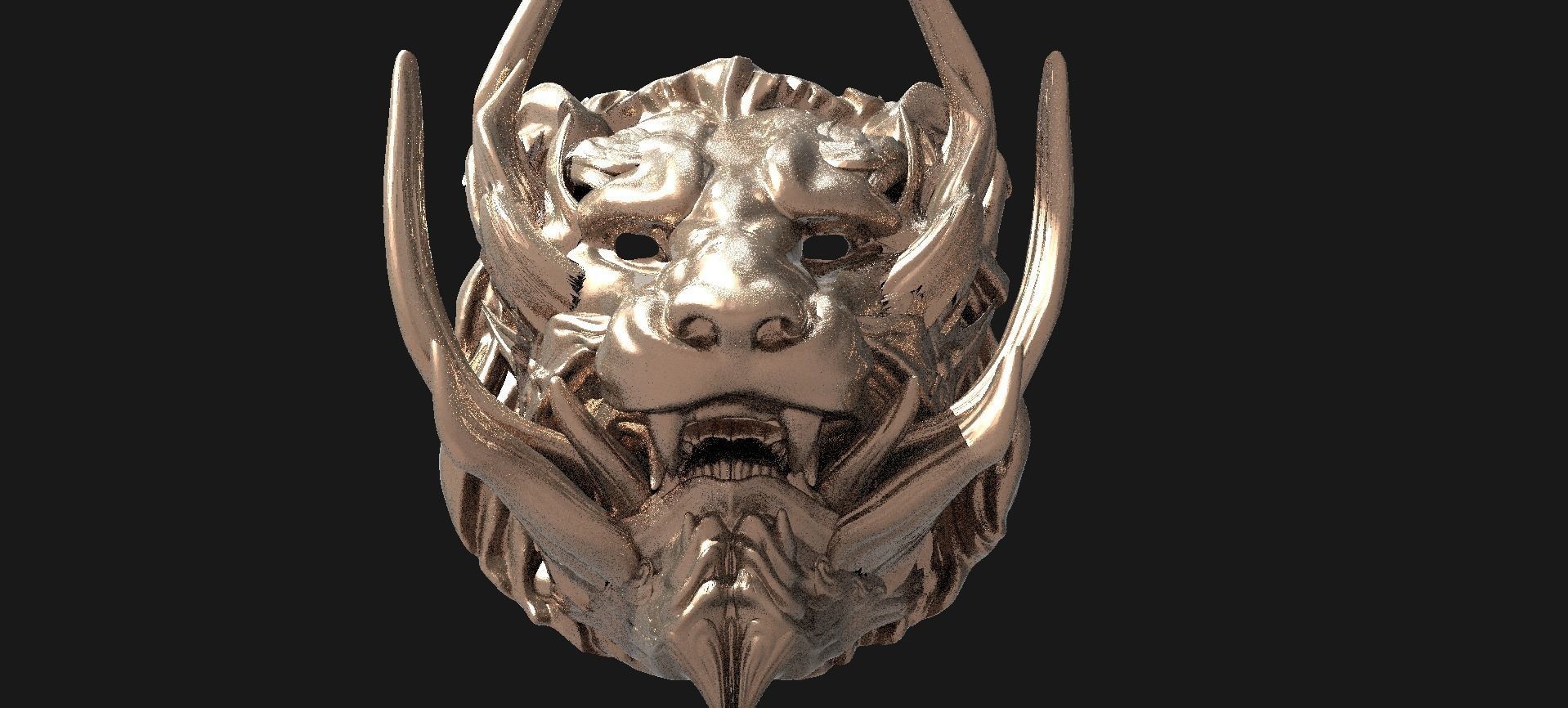Horned lion mask Collection 3D model_8