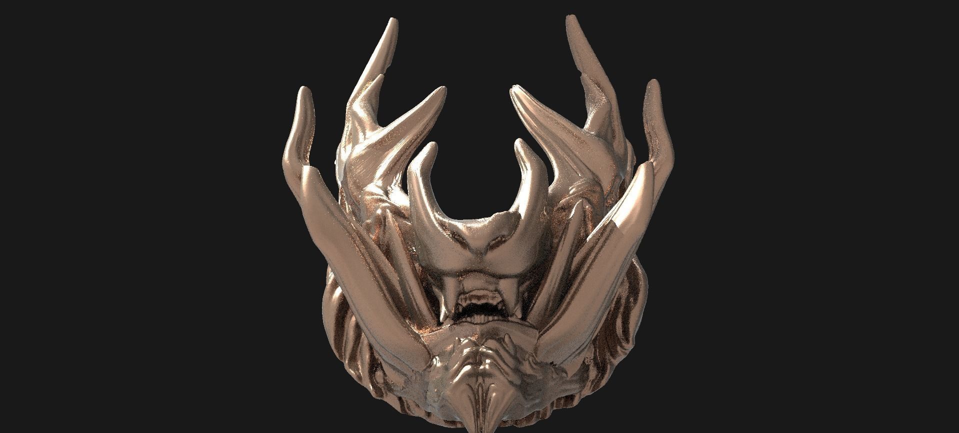Horned lion mask Collection 3D model_6