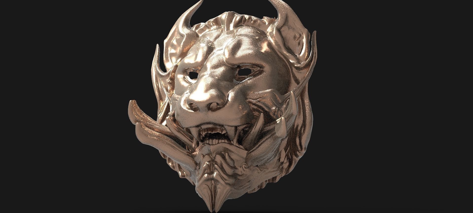 Horned lion mask Collection 3D model_11