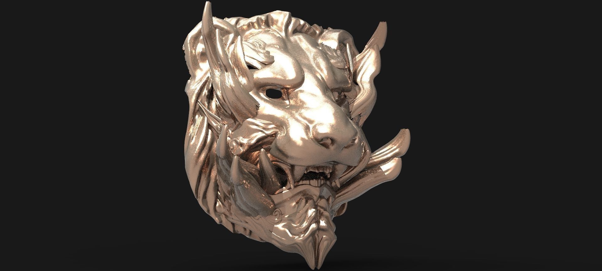 Horned lion mask Collection 3D model_7