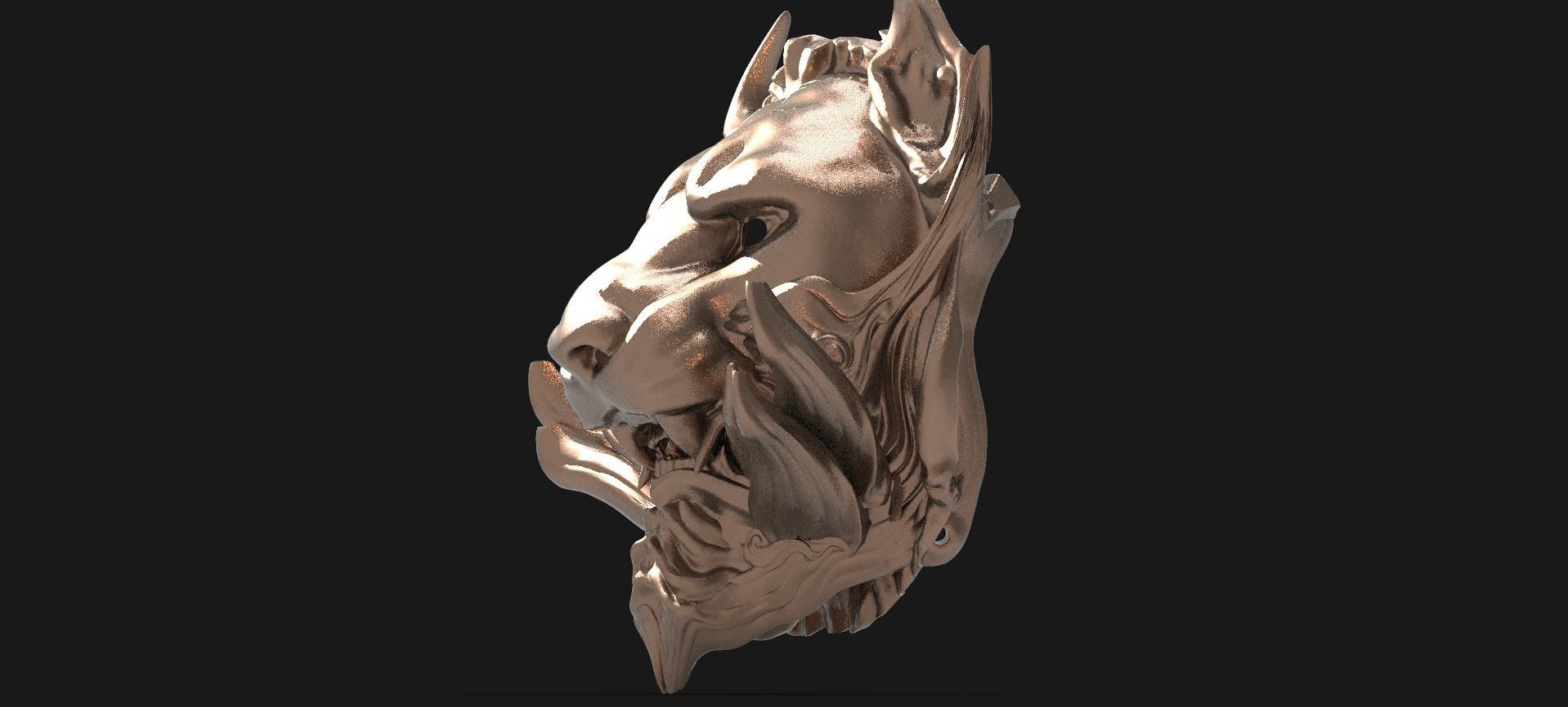 Horned lion mask Collection 3D model_13