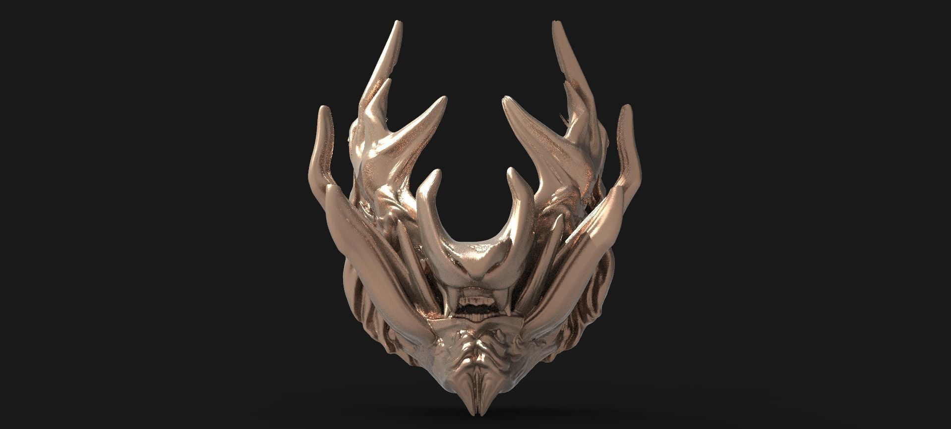 Horned lion mask Collection 3D model_5