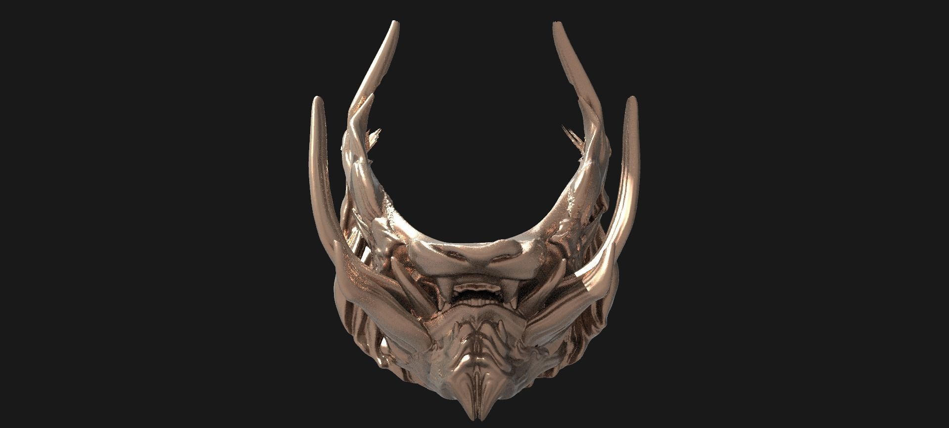 Horned lion mask Collection 3D model_2