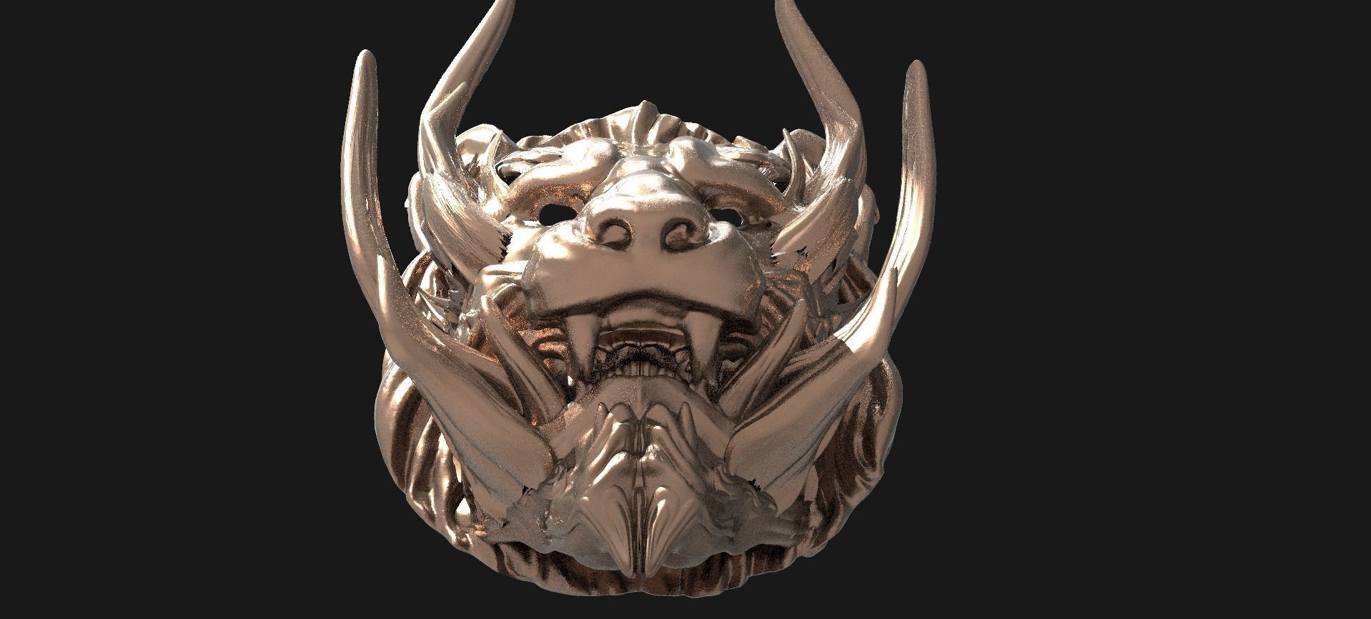 Horned lion mask Collection 3D model_9