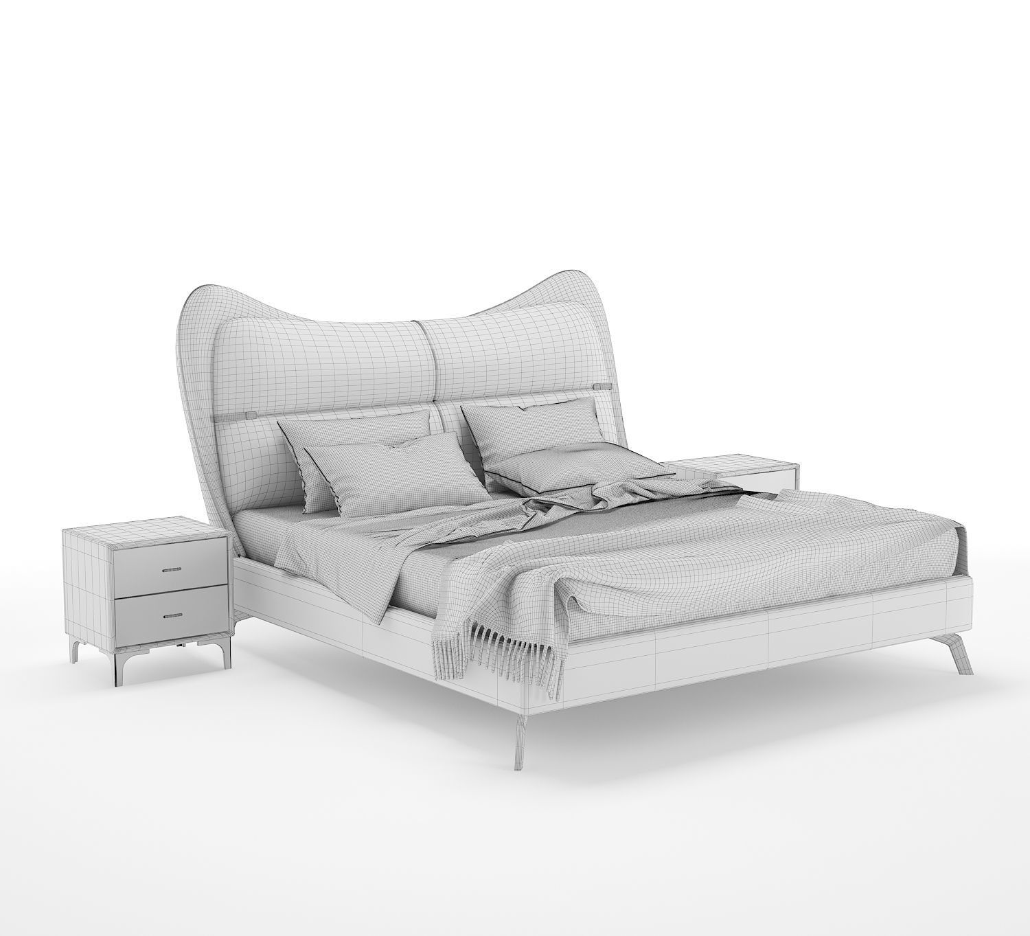 Upholstered Bed 3D model Low-poly 3D model_3