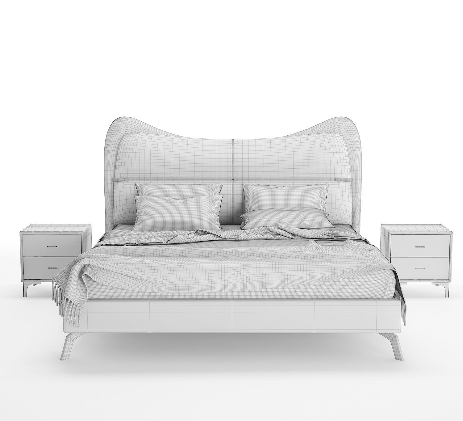 Upholstered Bed 3D model Low-poly 3D model_2