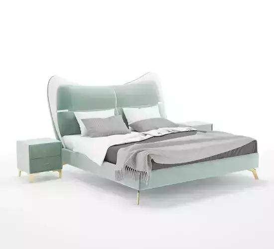 Upholstered Bed 3D model Low-poly 3D model