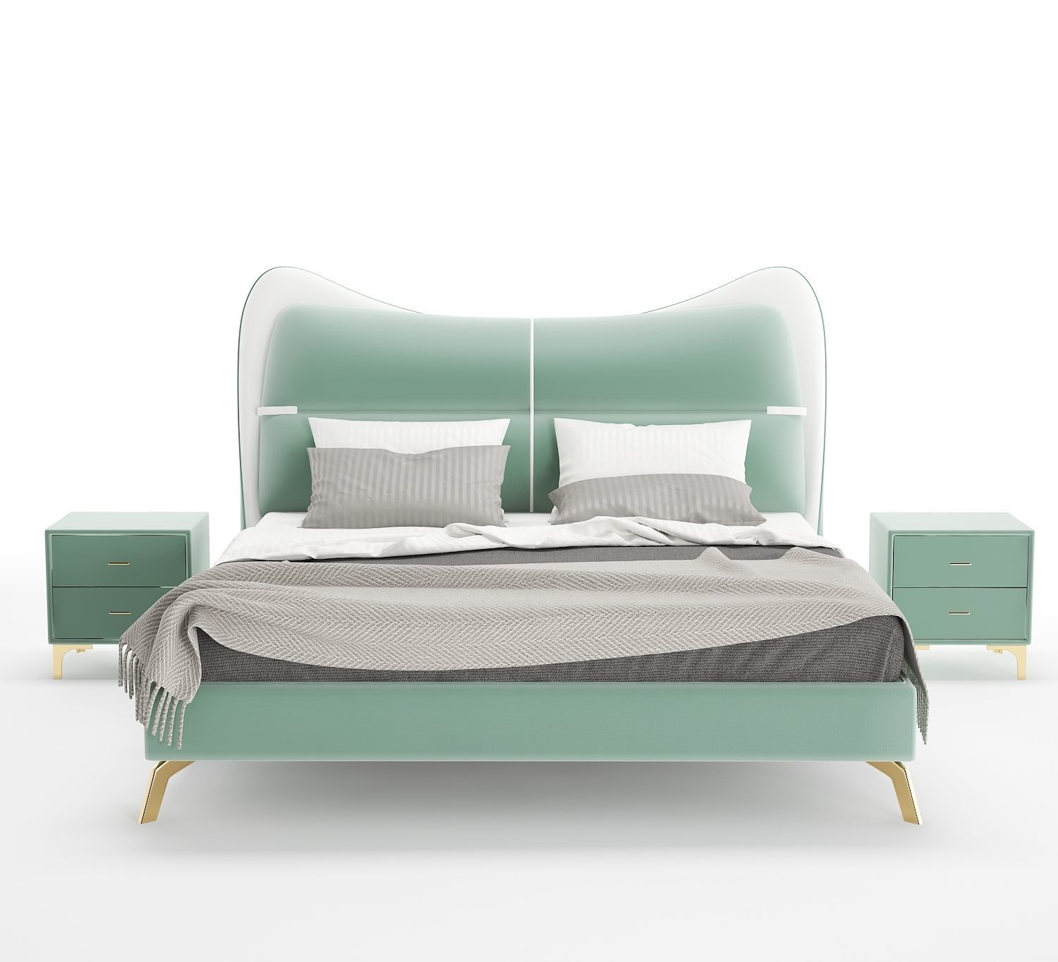 Upholstered Bed 3D model Low-poly 3D model_1