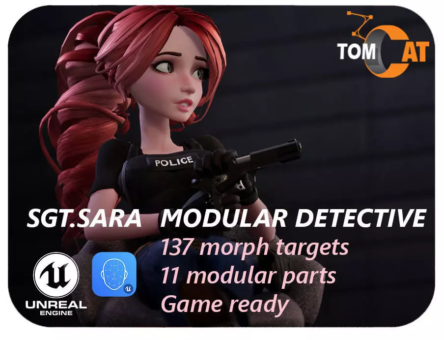 SGT SARA MODULAR DETECTIVE FOR UNREAL ENGINE Low-poly 3D model_0
