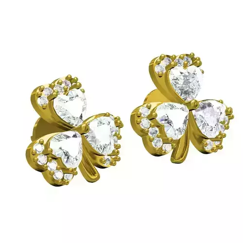 Triple Heart Stud Earring