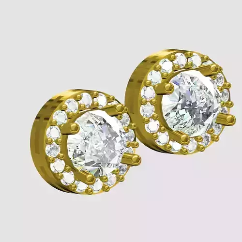Simple Round Cut Halo Stud Earring