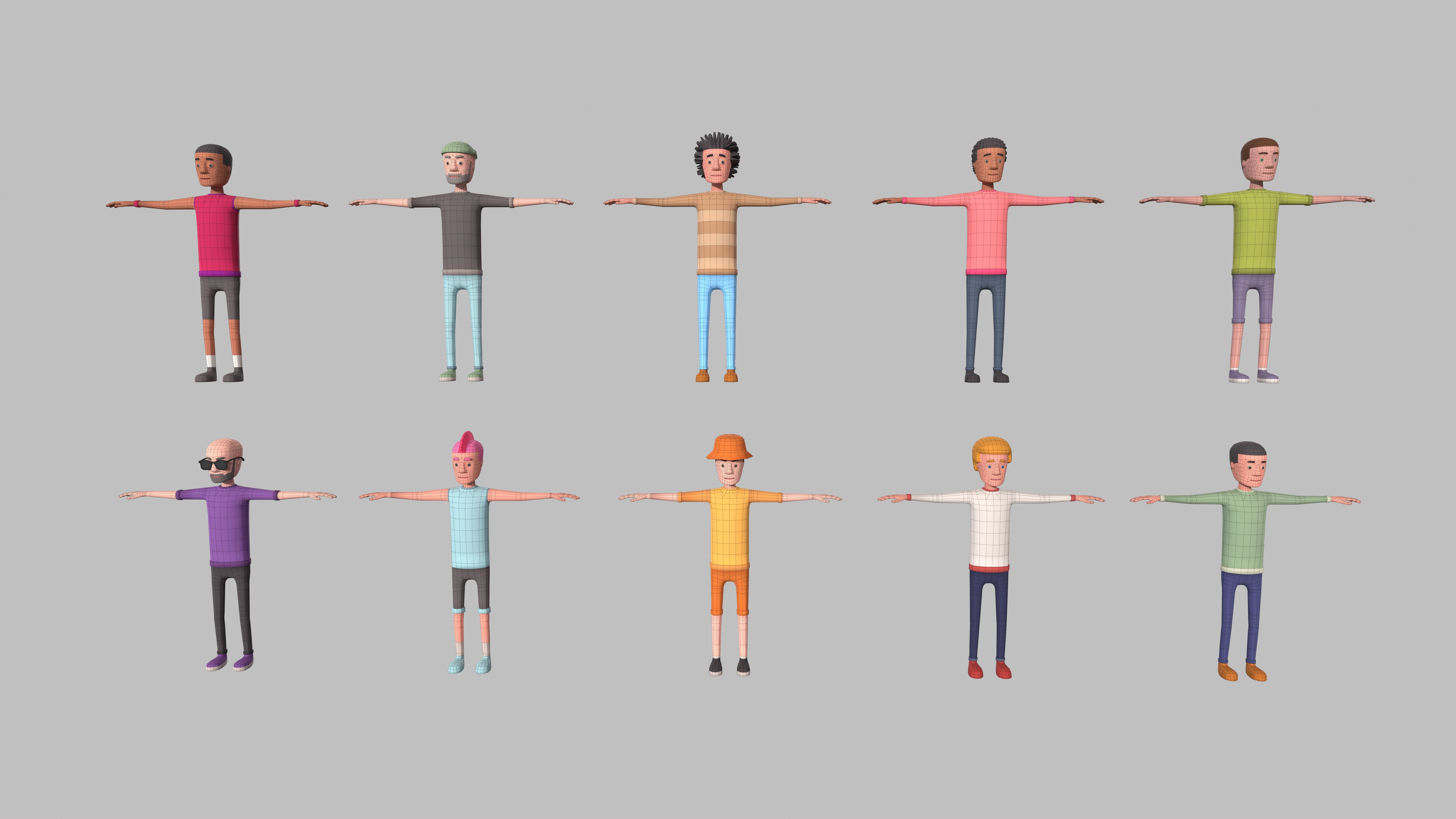Low poly Hyper casual Male Characters Pack 1  Low-poly 3D model_6