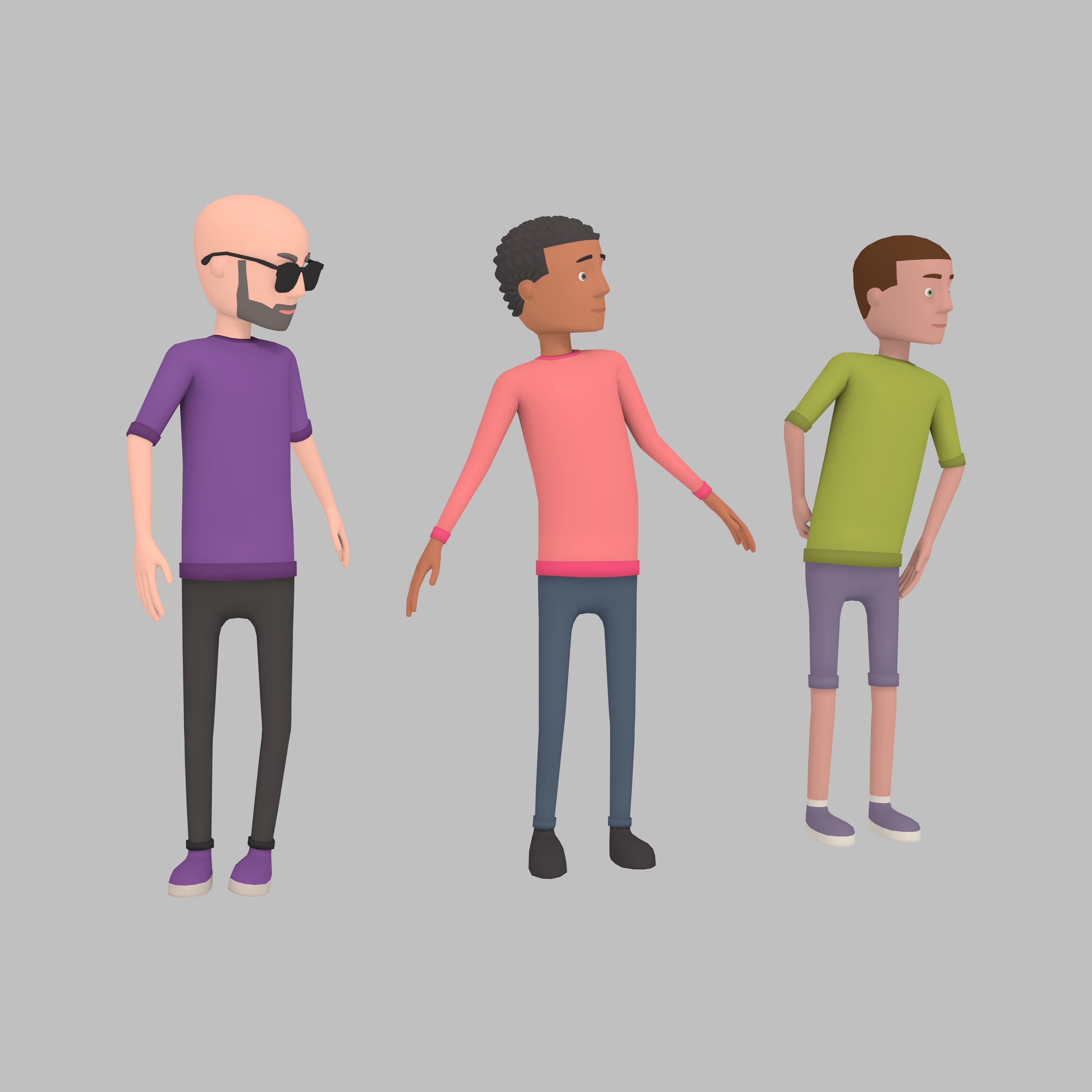 Low poly Hyper casual Male Characters Pack 1  Low-poly 3D model_3