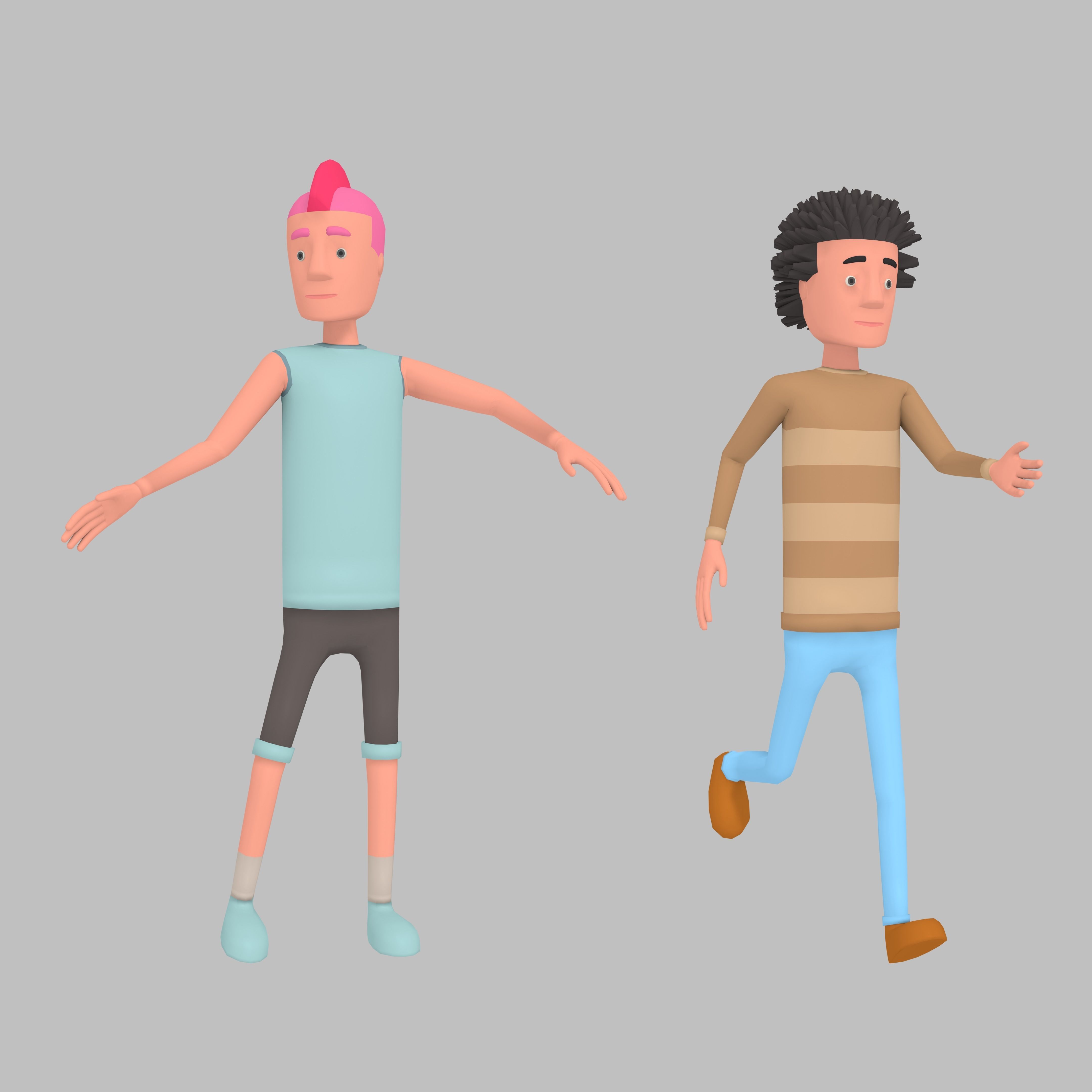 Low poly Hyper casual Male Characters Pack 1  Low-poly 3D model_2