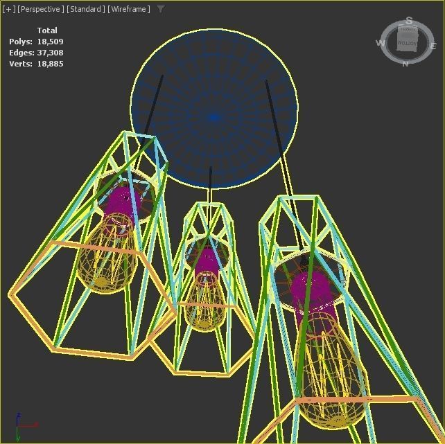 Pack of lamps with vintage bulb Low-poly 3D model_31