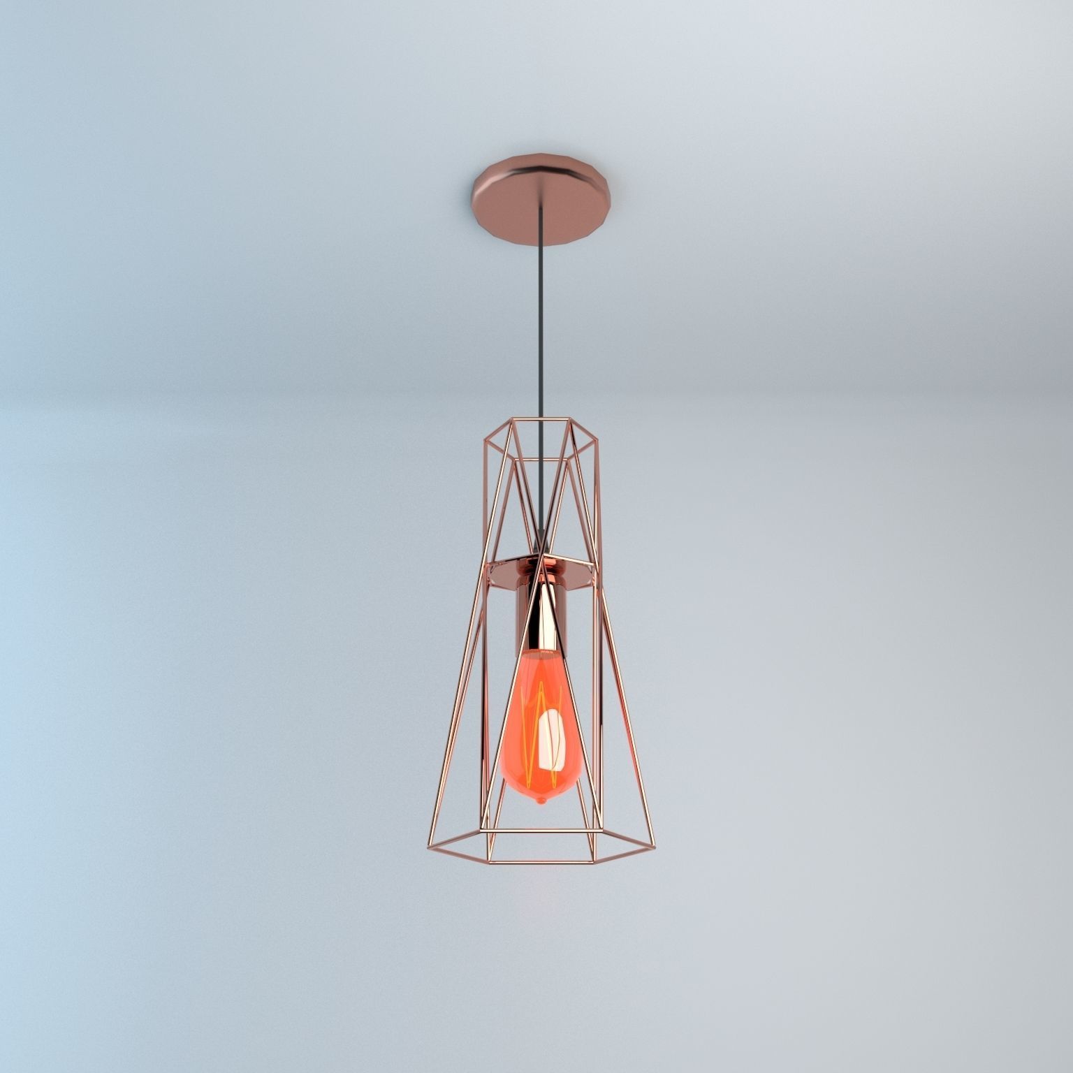 Pack of lamps with vintage bulb Low-poly 3D model_1