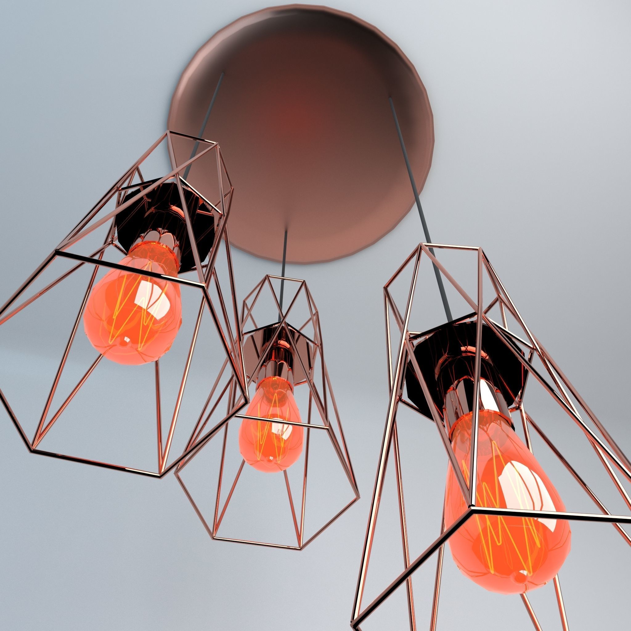 Pack of lamps with vintage bulb Low-poly 3D model_32