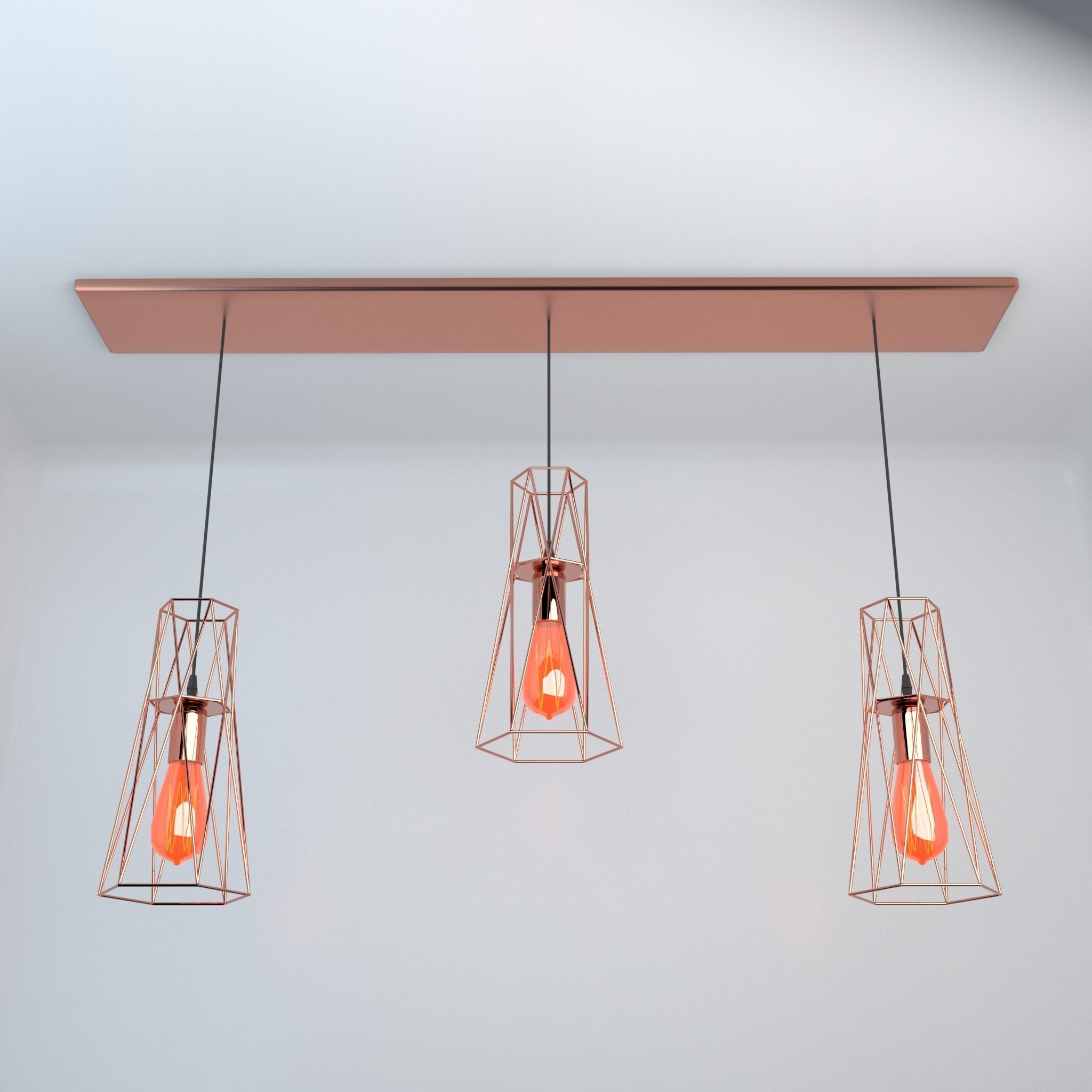 Pack of lamps with vintage bulb Low-poly 3D model_2